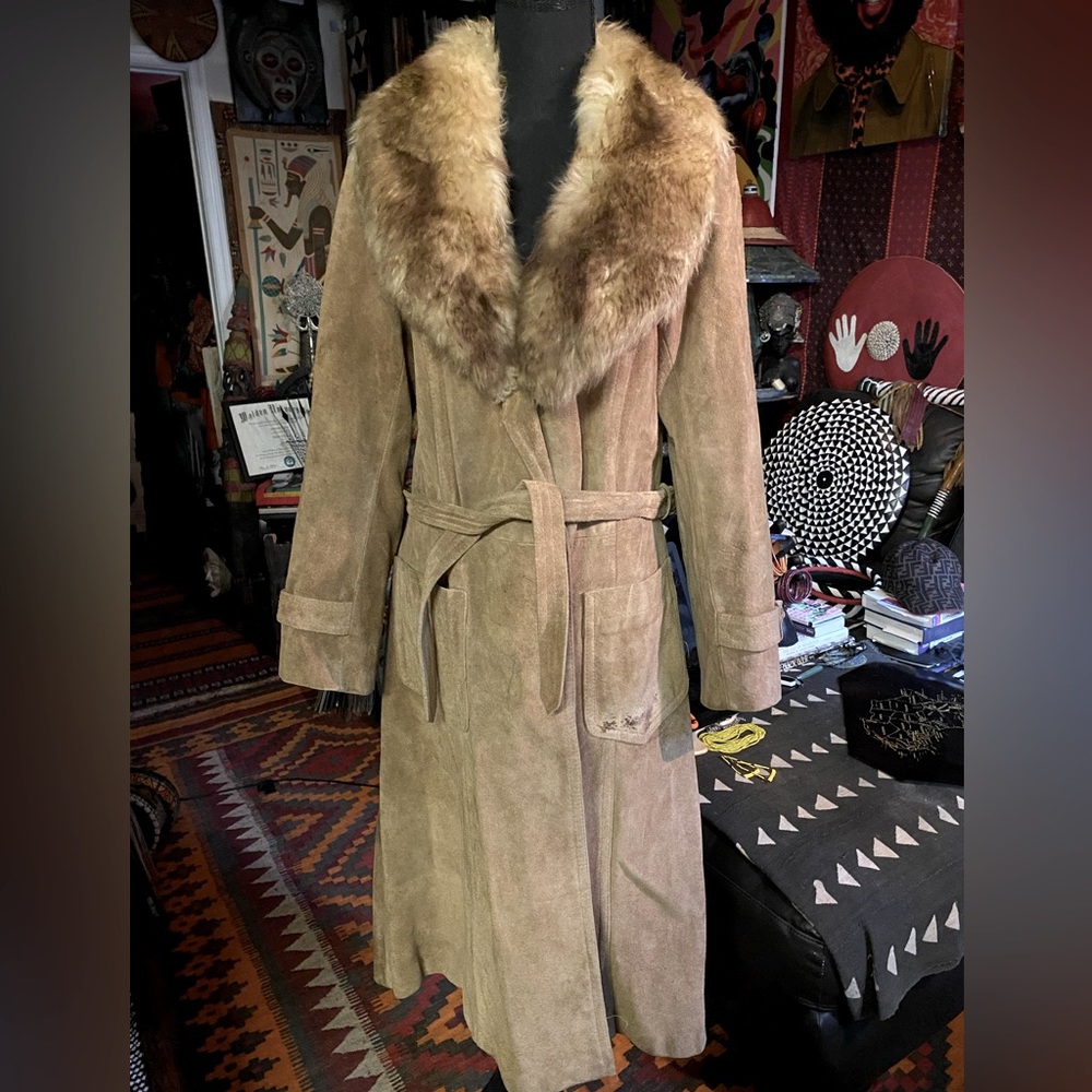 VTG Suede Long Coat by Split End LTD., size 13/14